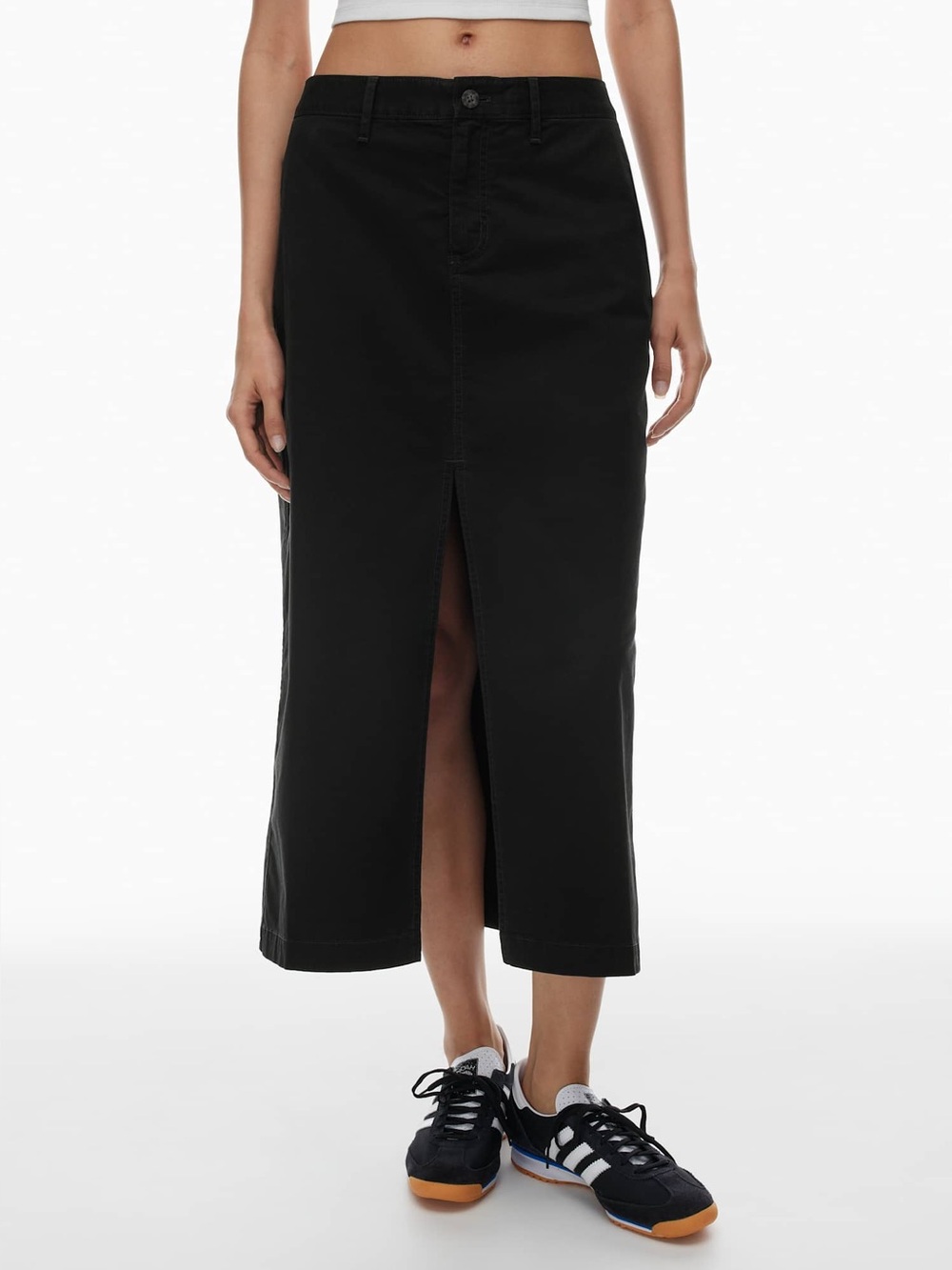 Aritzia TNA Westwood Chino Skirt - Black Low-rise Cotton Twill Maxi Skirt